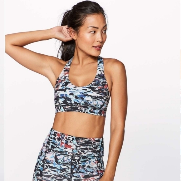 LULULEMON Break Free Bra Size 4 Culture Clash Starlight Mesh EUC - Picture 1 of 5